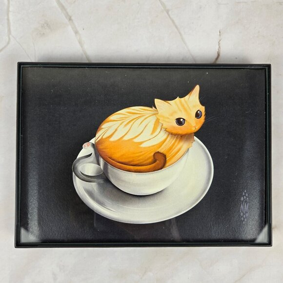 Set of 3 Whimsical Cat and Coffee Framed Prints Black Frames Ready to Hang - Picture 3 of 6